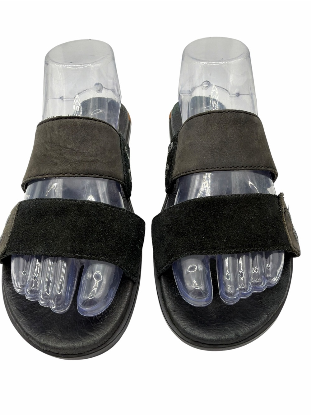 Sorel Black Two-Strap Suede Slide Sandals - Size 8